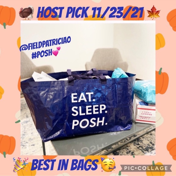 Oversized Double Handle Tote blue and white Poshfixings New - Picture 12 of 13